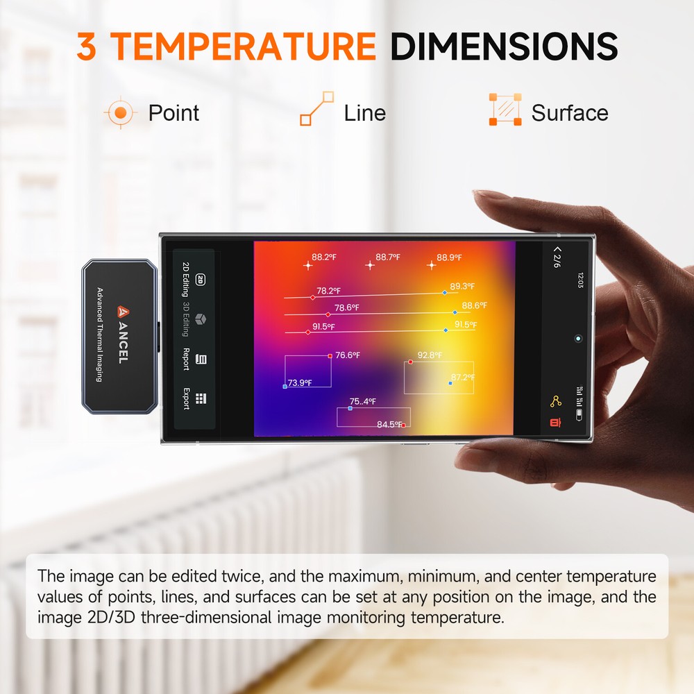 ANCEL Thermal Camera 256*192 Pixels for Android Type C Mobile Phone -20°C~550°C