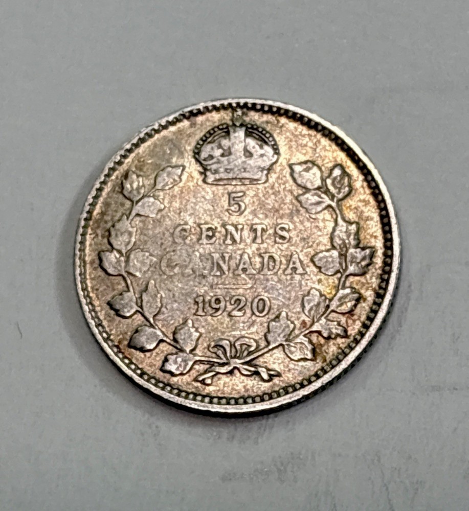 1920 Canada Silver! 5 Cents! ENN Coins