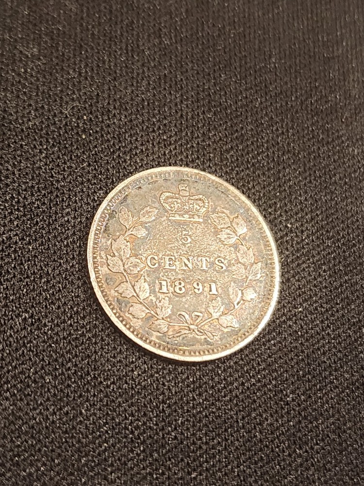 1891 Canada 5 Cents Silver Coin