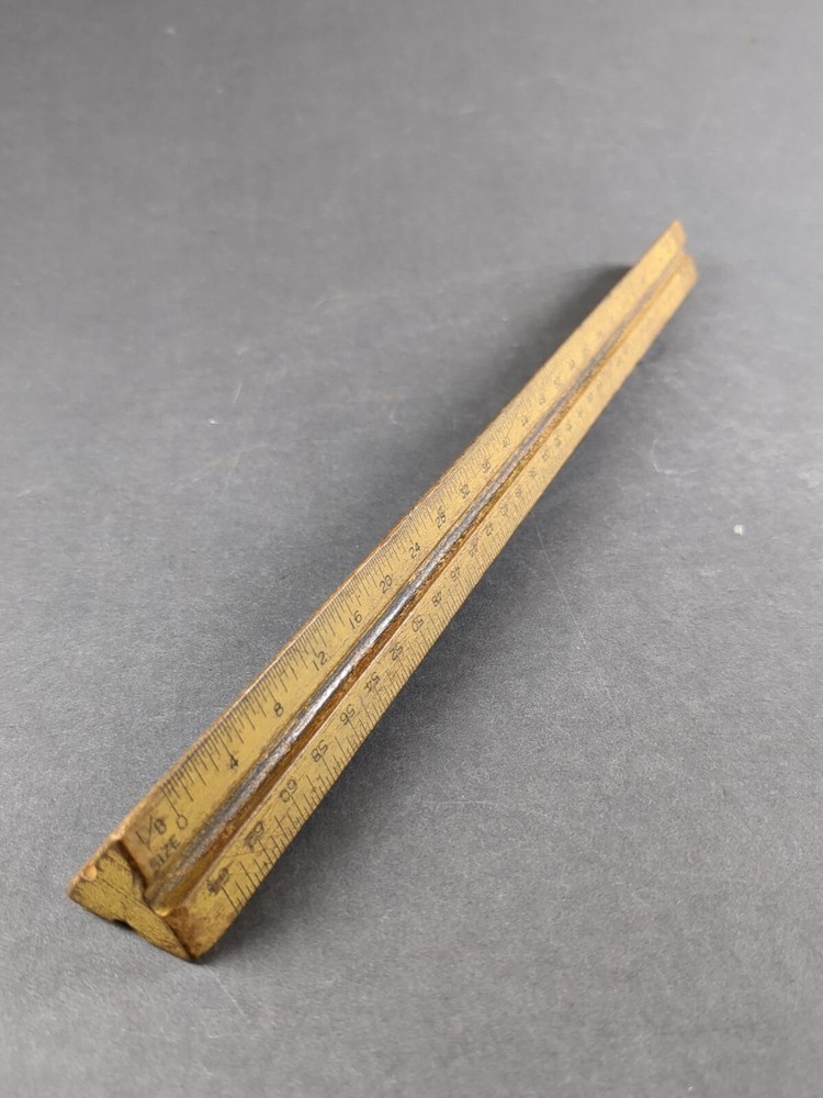 Dietzgen Wooden 3-Sided Triangular Scale Drafting Ruler USA VTG