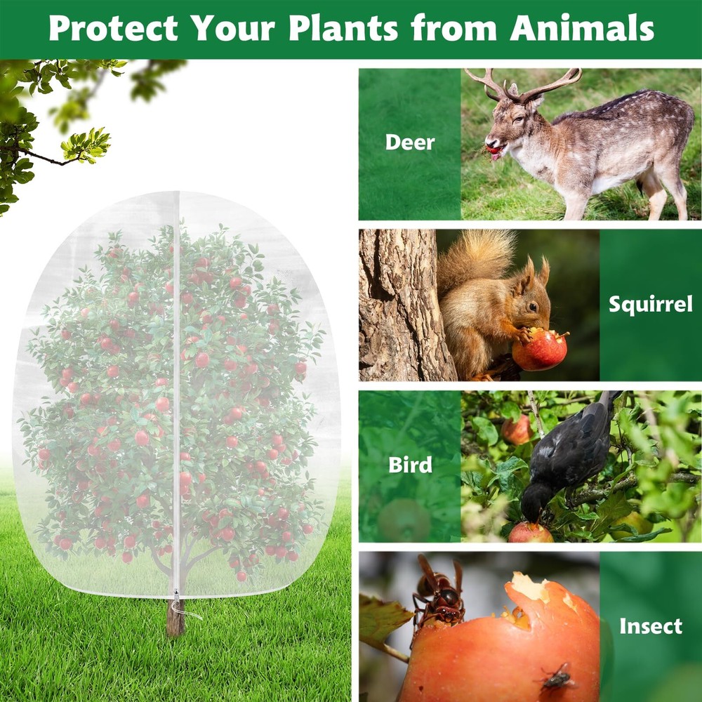 6 x 7 FT Large Fruit Tree Garden Plant Protector Netting Covers with Zipper &...