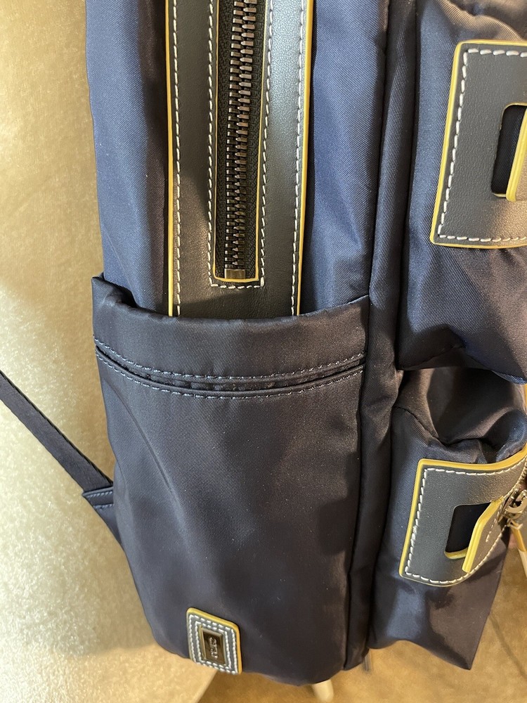 CARAA Apartment Blue Nylon Medium Backpack Zippers Padded Adjustable Straps