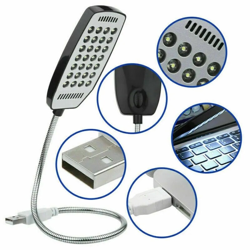 2xFlexible 28LED USB Light Lamp For Laptop PC Computer Notebook Reading Light