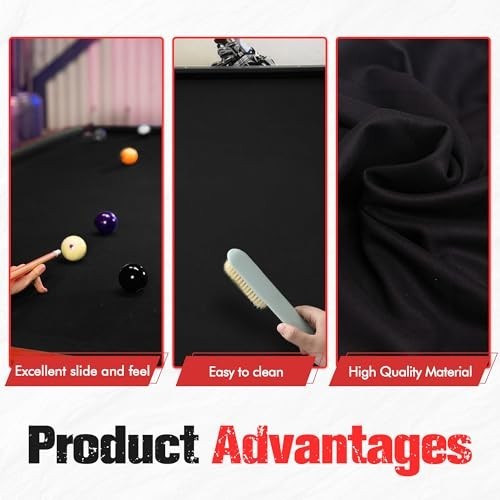 Billiard Pool Table Felt & Bumper Kit - 6 Pcs Cloth Strips, Cushions & Stapler