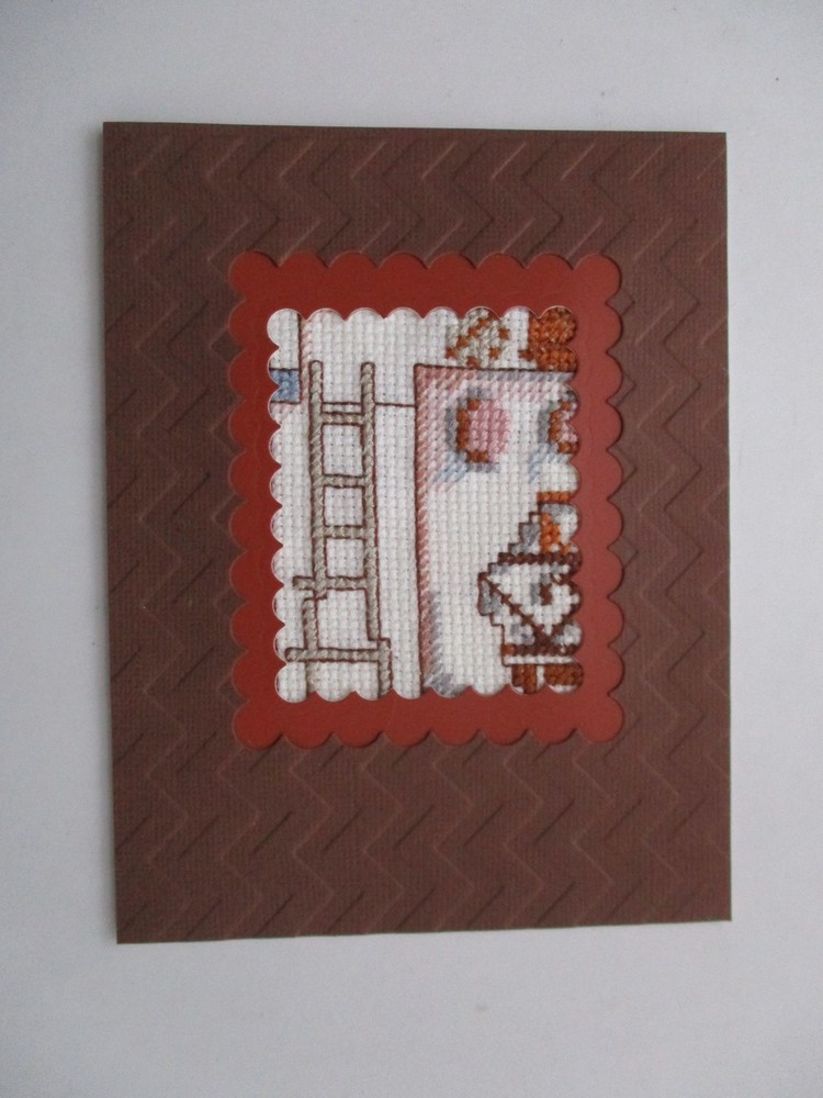 Handmade Greeting Card Cross Stitch Completed Finished Texas