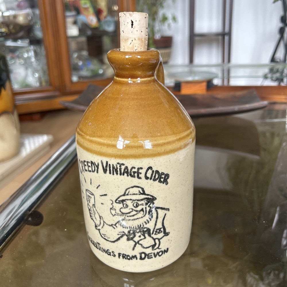 Vintage Empty Stoneware Creedy Cider Devon Flagon 18cm