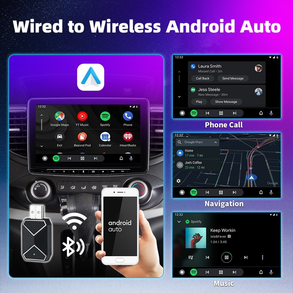 Mini Wireless CarPlay Adapter For Android Auto &Apple USB Car Dongle Connect Box