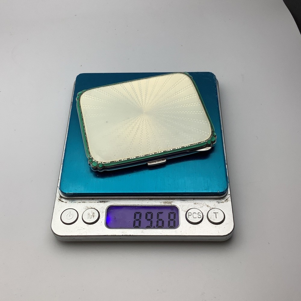 Solid Silver Guilloche Enamel Cigarette Case Hallmarked Birmingham 1950 Adie 89g