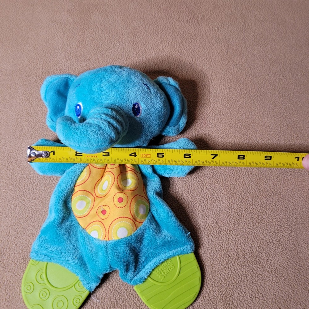 Bright Starts Plush Blue Elephant Teether, Crinkles Toy