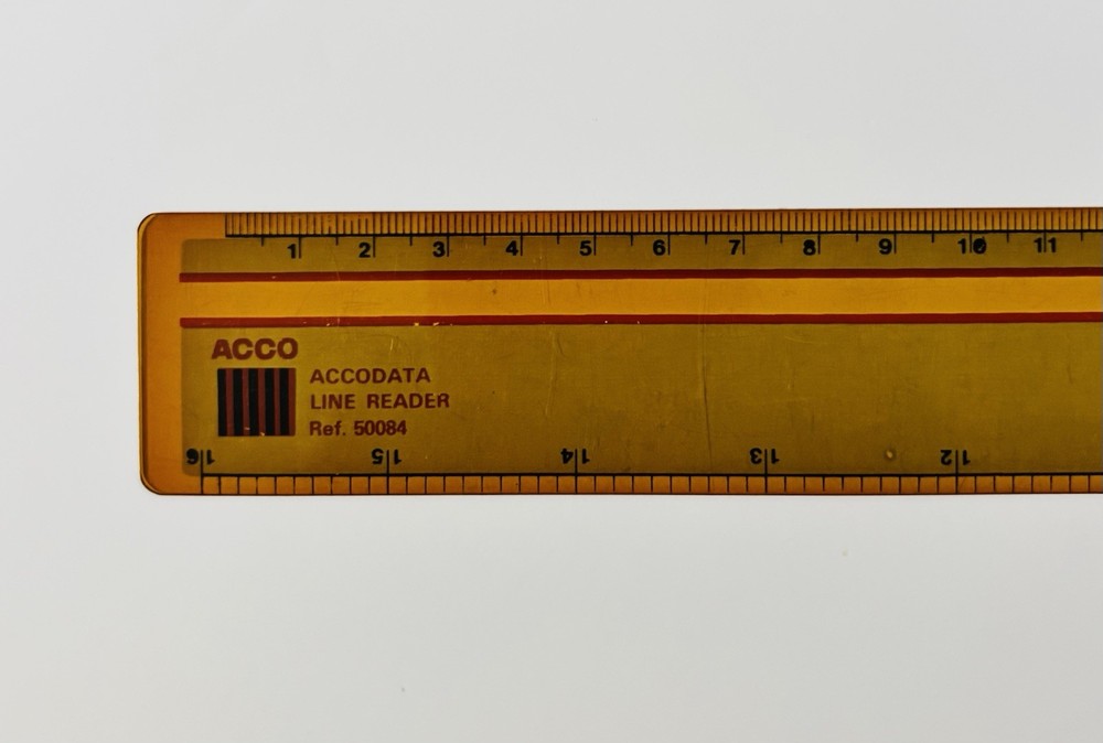 Vintage ACCODATA Line Reader Ref 50084 Ruler Inch & Metric Technical Drawing