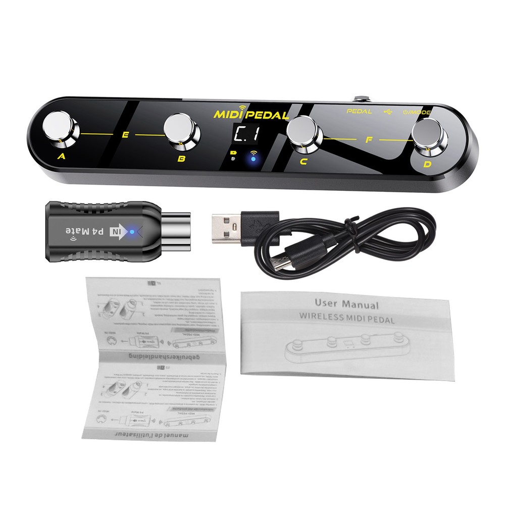 Wireless MIDI Controller Pedal 5 Modes Digital Display 25Hrs USB VCLF