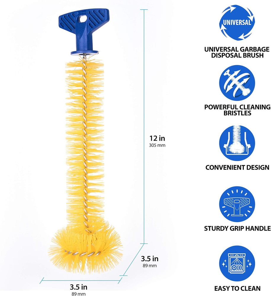 Universal Garbage Disposal Brush, Sturdy Grip Handle, 11-Inches,Yellow