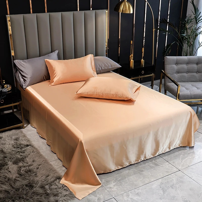Bonenjoy 1PC Bed Sheet Wine Red Solid Color Smooth Top Sheets for Home Single/Qu