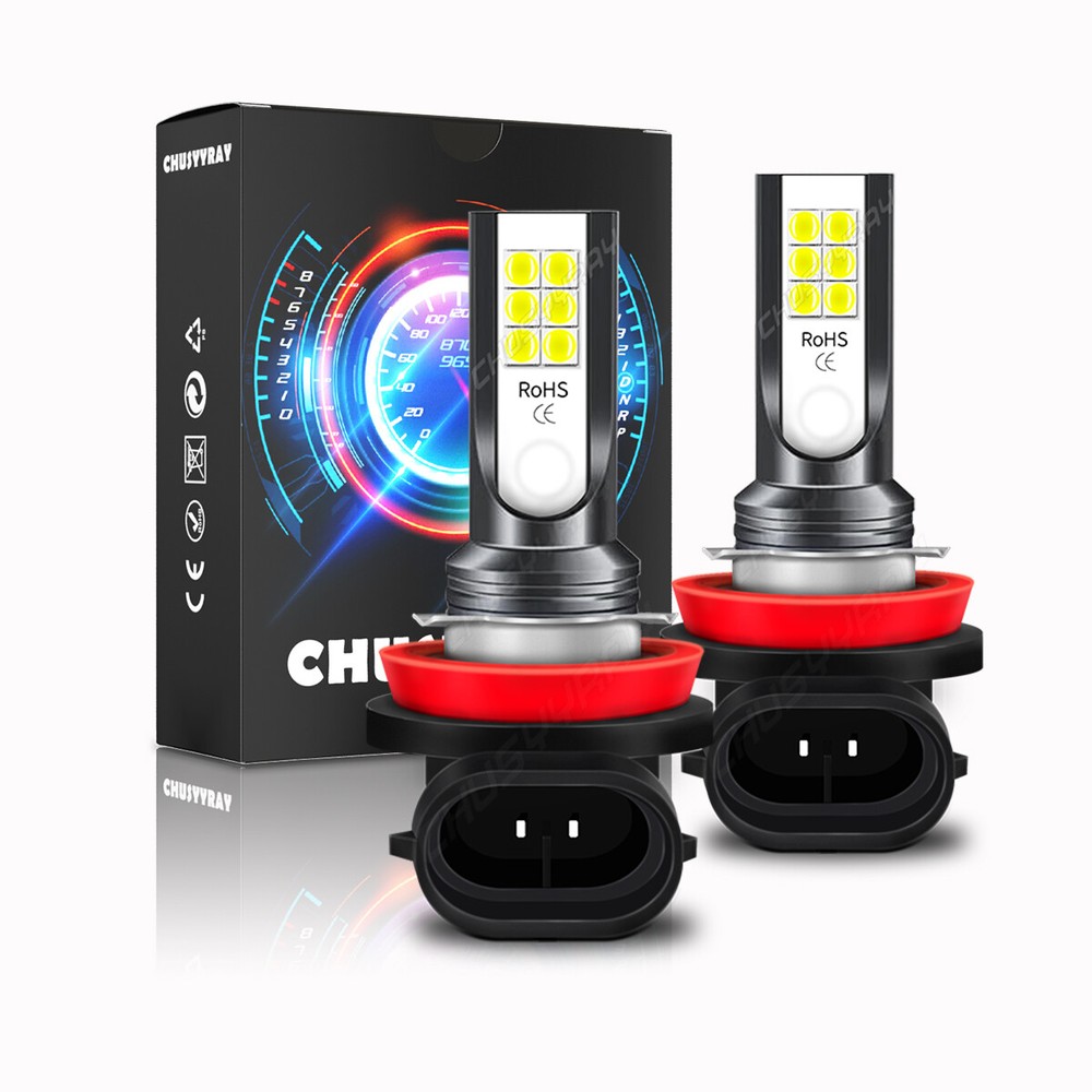 H11 LED Fog Light Bulbs High Power Driving Lamps 10000K Super White Foglight 2x