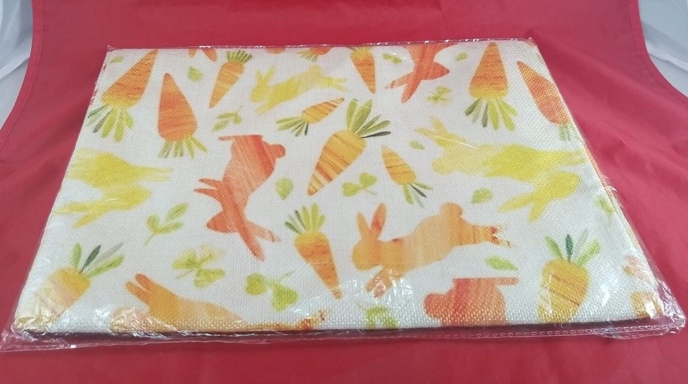 Table Runner "Happy Easter" Rabbit & Carrot 13" x 72 Inch *NEW*