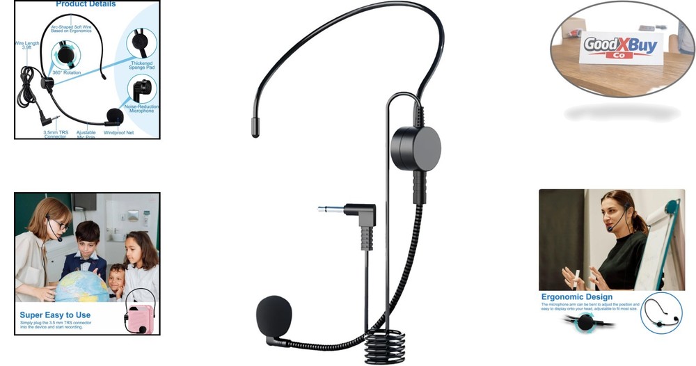 Wired Microphone Headset with 3.5mm Jack for Singing, Teaching, Speaking, Pre...