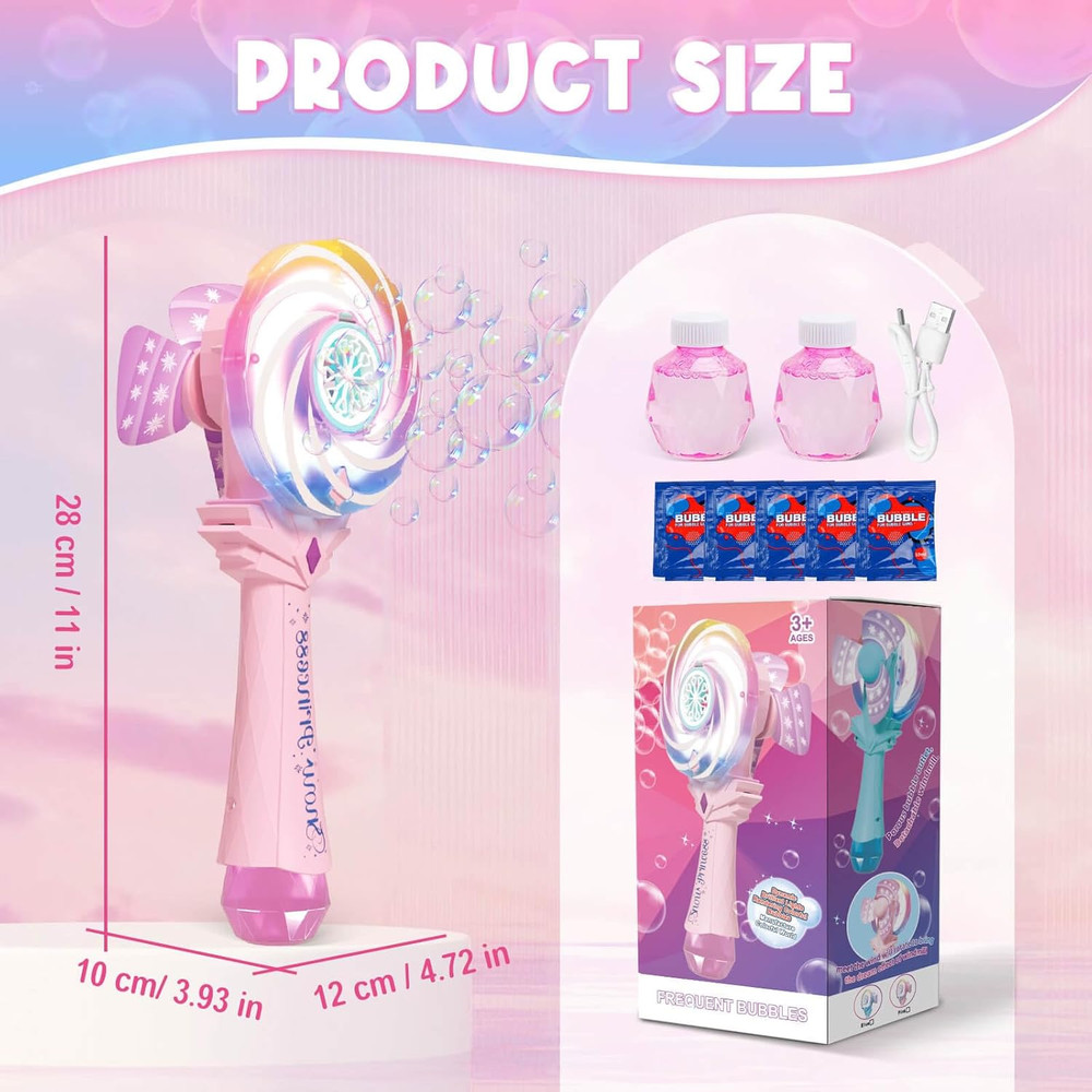 Bubble Wands for Kids Age 4-8: Windmill Light up Automatic Bubble Machine Rechar