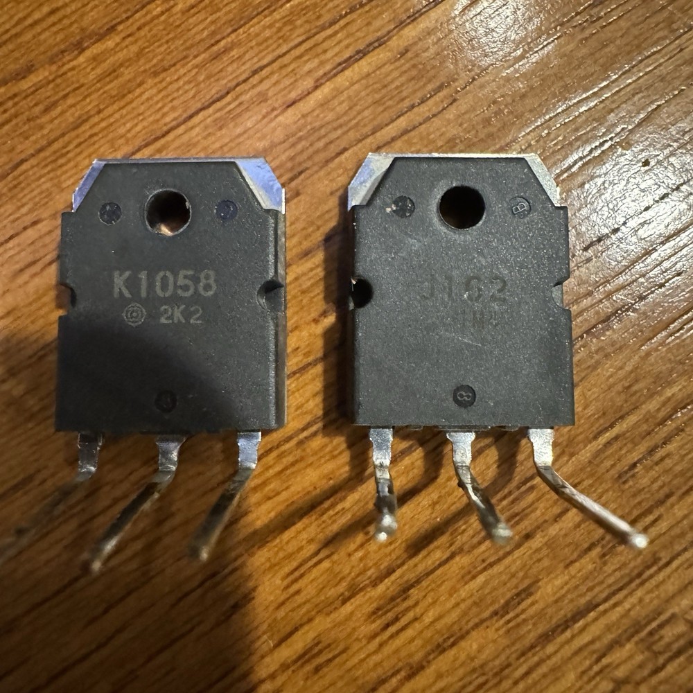 HITACHI 2SJ162 & 2SK1058 ORIGINAL PULLED AUDIO OUTPUT TRANSISTORS (PAIR)