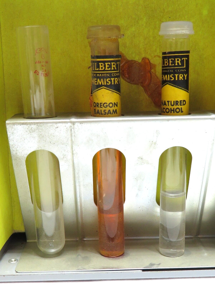 VINTAGE GILBERT #13021 MICROSCOPE & LAB SET COMPLETE SET w ORIGINAL BOX/CASE *