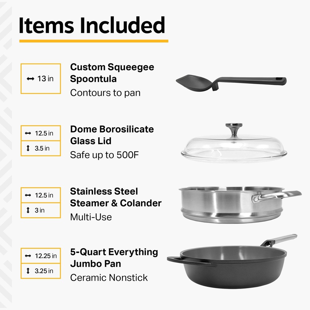 Always Nonstick Ceramic Pan 5quart Everything Pan Large Allinone Set With Domed