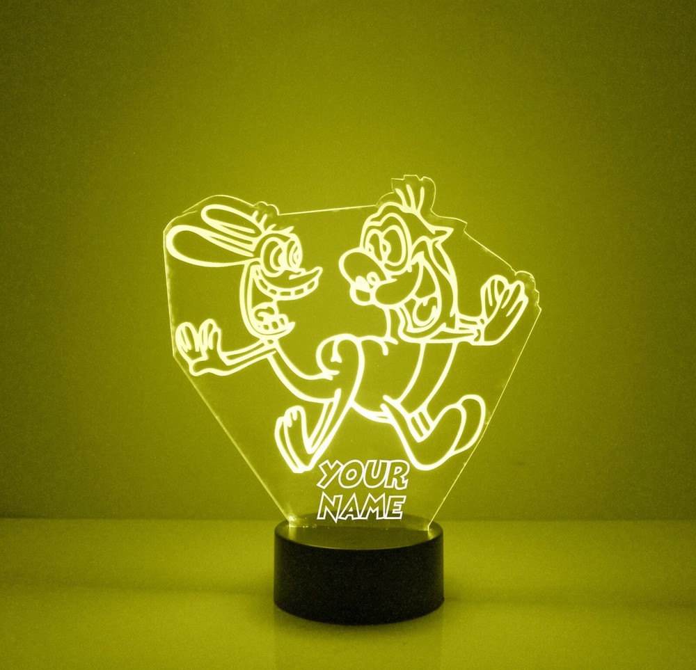 Ren & Stimpy Light Up, Personalized FREE, LED Night Light Lamp + Remote