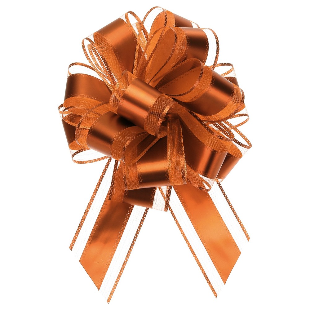 12pcs 8" Large Pull Bow Metallic Gift Wrapping Bows Ribbon Organza Coffee