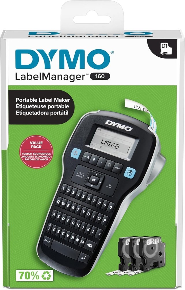 LabelManager 160 Portable Label Maker Bundle, Easy-to-Use, One-Touch Smart Ke...