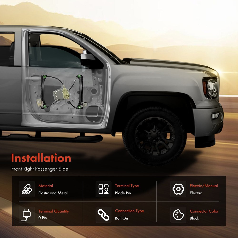 Front Passenger Power Window Regulator with Panel for Volkswagen Eos 2007-2016