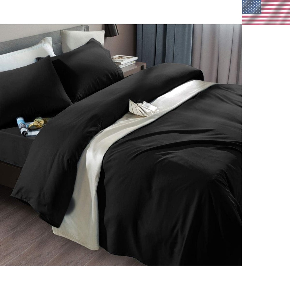 Super Soft Black Egyptian Sheets - 6pc Queen Set for Deep Pocket Mattresses