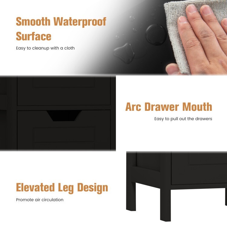 Multifunction Bathroom Floor Adjustable Storage Organizer Cabinet Freestanding