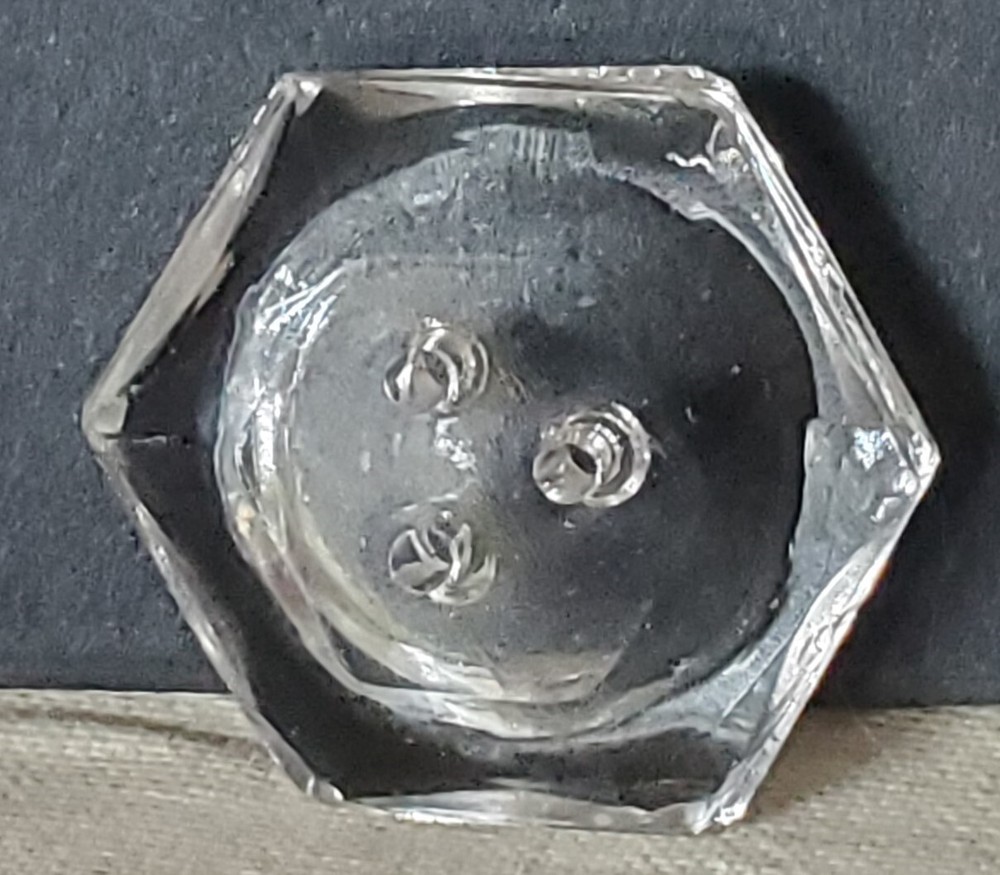 Bb Three Hole Sew Through BUTTON Crystal GLASS HEX Medium!