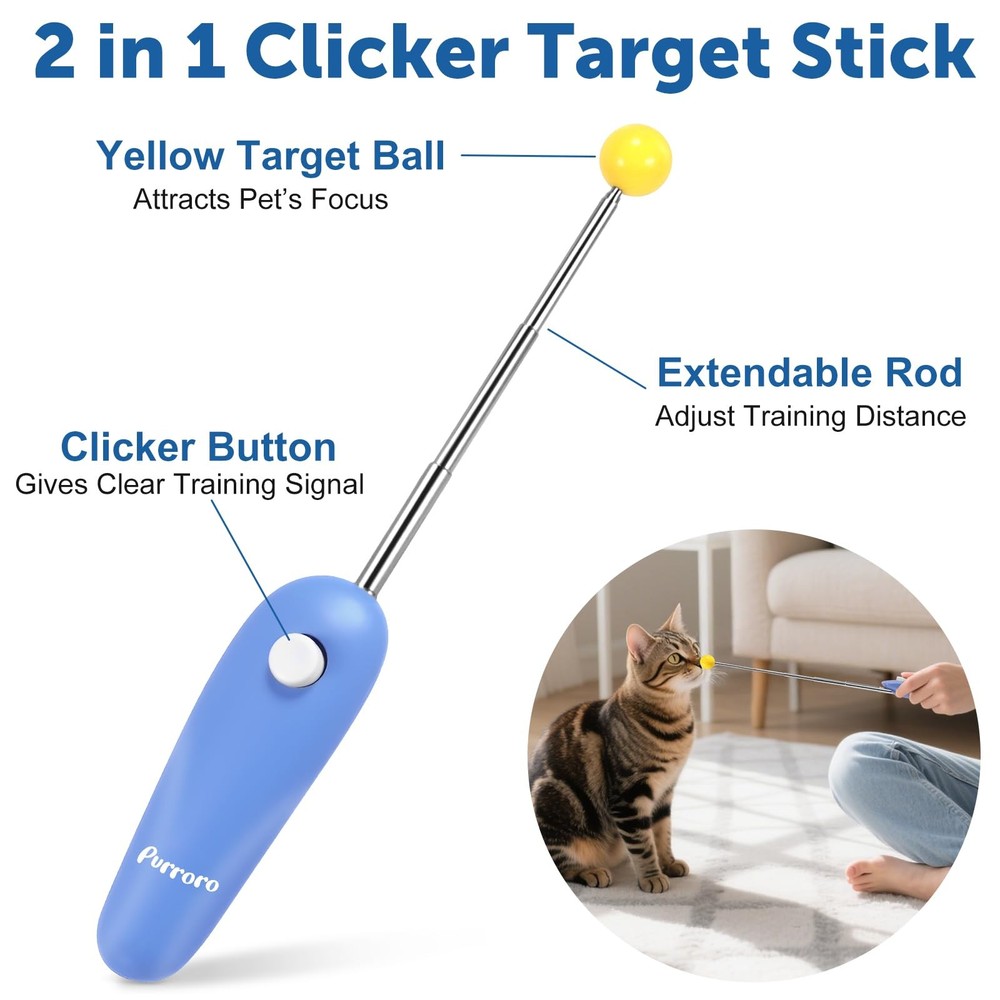 Cat Training Clicker Kit â€“ Includes Finger Clicker and Target Stick â€“ Per...