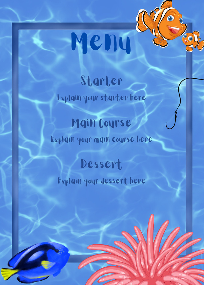Finding Nemo Inspired Digital Menu Template