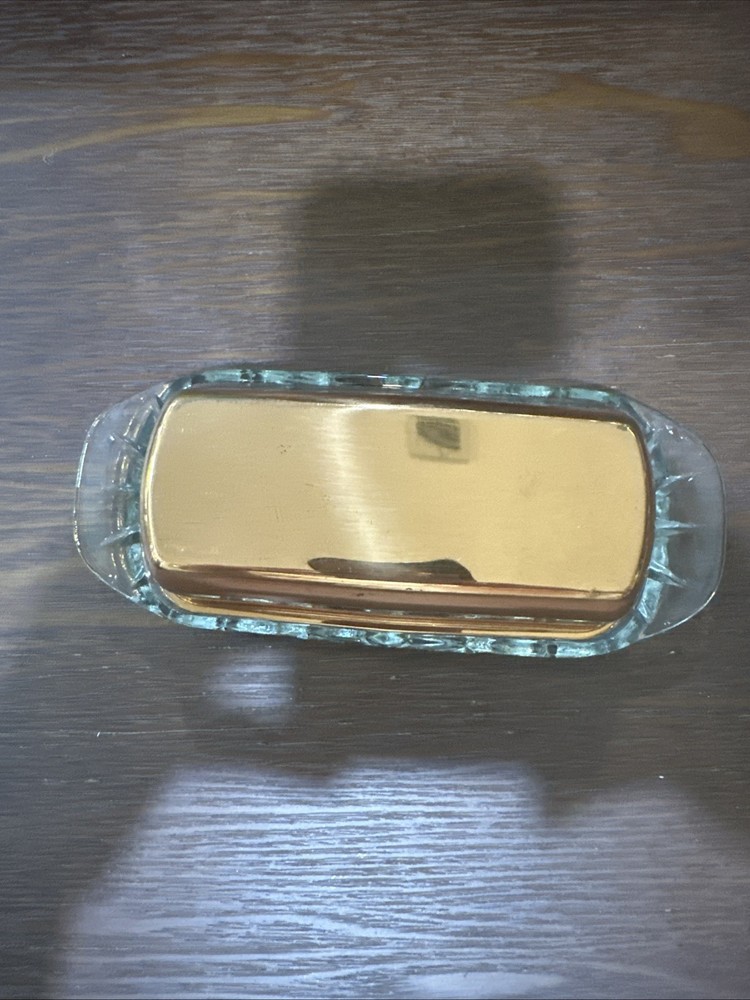 Copper Covered Glass Butter Dish