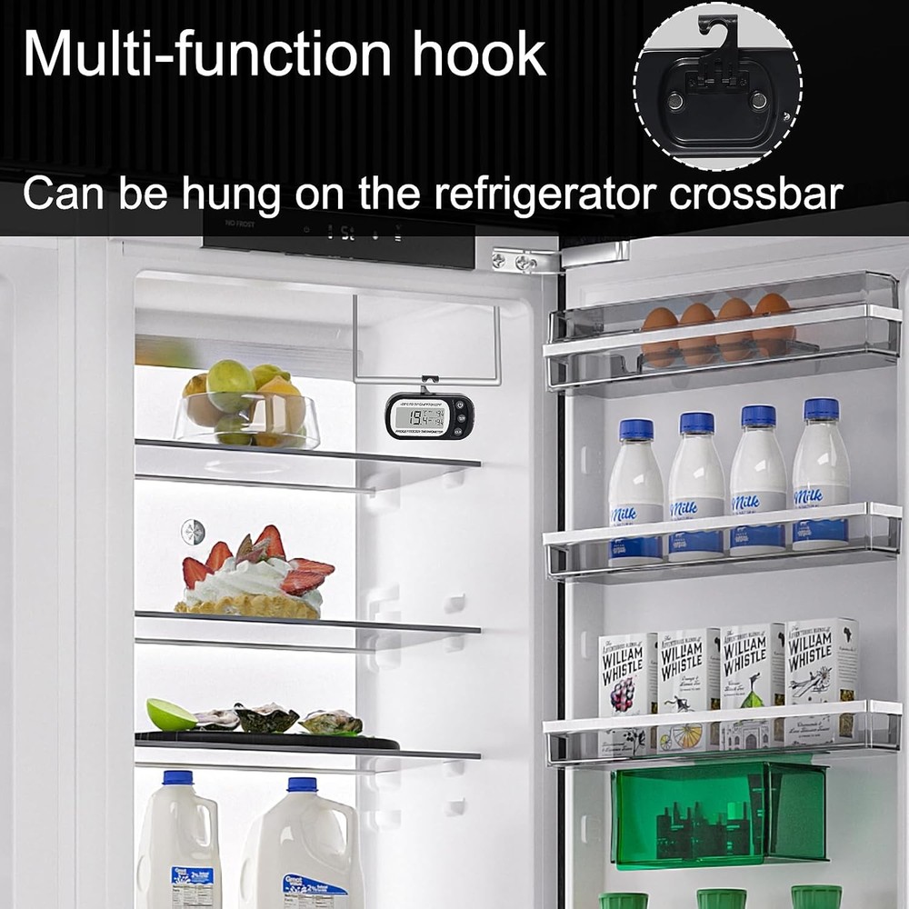 2Pcs Refrigerator Thermometer Digital Freezer Room Black-2PCS