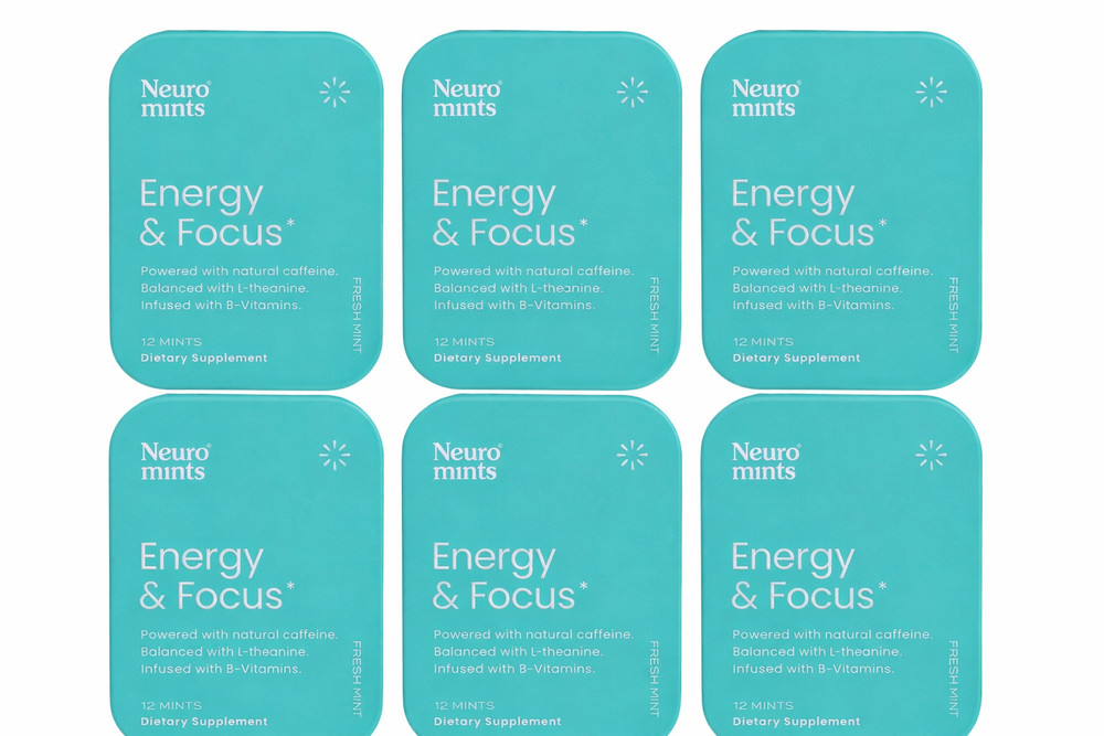 Neuro Mints Energy & Focus Fresh Mint – 6 Pack – Natural Caffeine