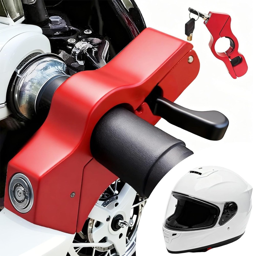2-Piece Motorcycle Lock Set, Includes Helmet Lock and Brake Lock Combination
