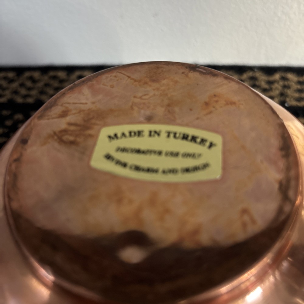 Copper Jack-O-Lantern Cauldron with Brass Handle & Lid~Made in Turkey