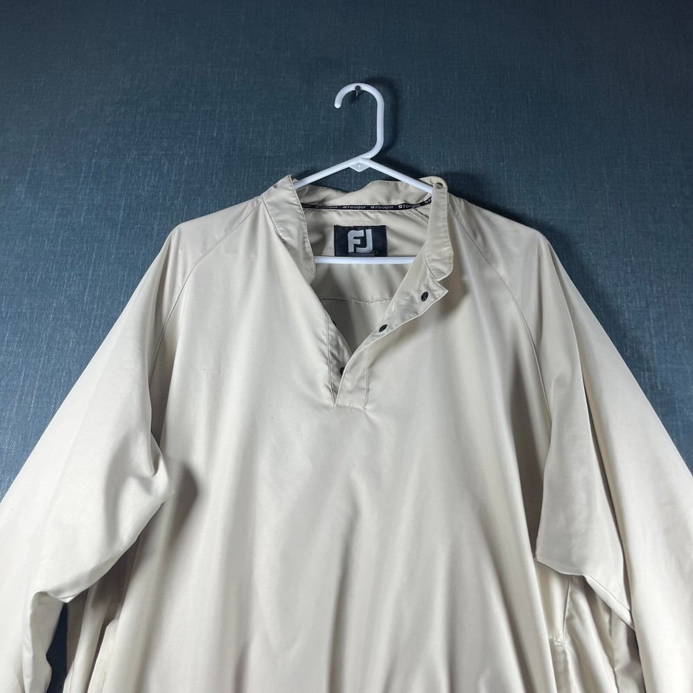 FootJoy Mens Jacket Beige Quarter Snap Long Sleeve Pullover Size L Polyester