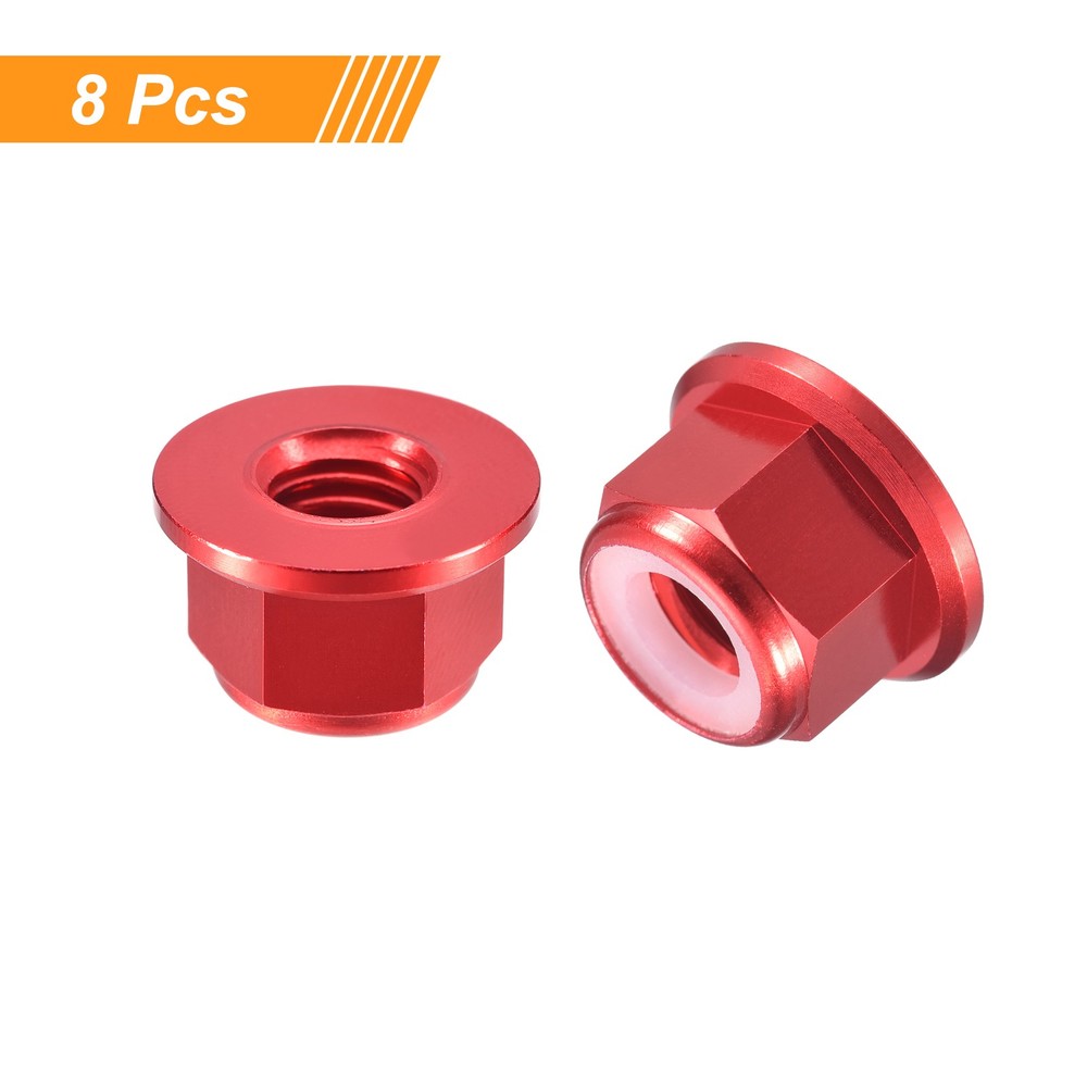 Nylon Insert Hex Lock Nuts, 8pcs - M8x1.25mm Self-Locking Nut(Claret)