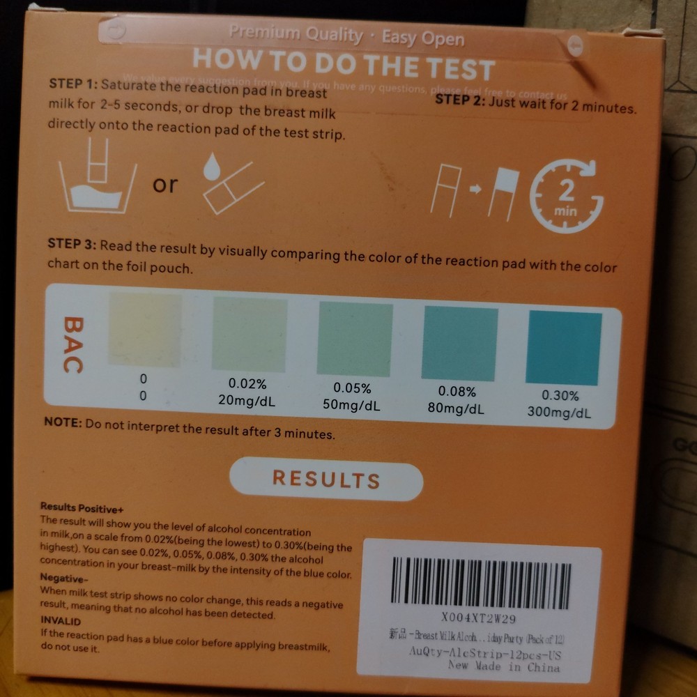 Breast Milk Alcohol Test Strips