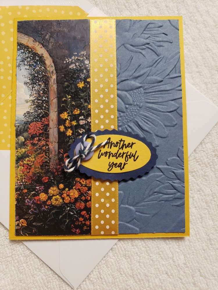 Handcrafted birthday greeting card - embossed