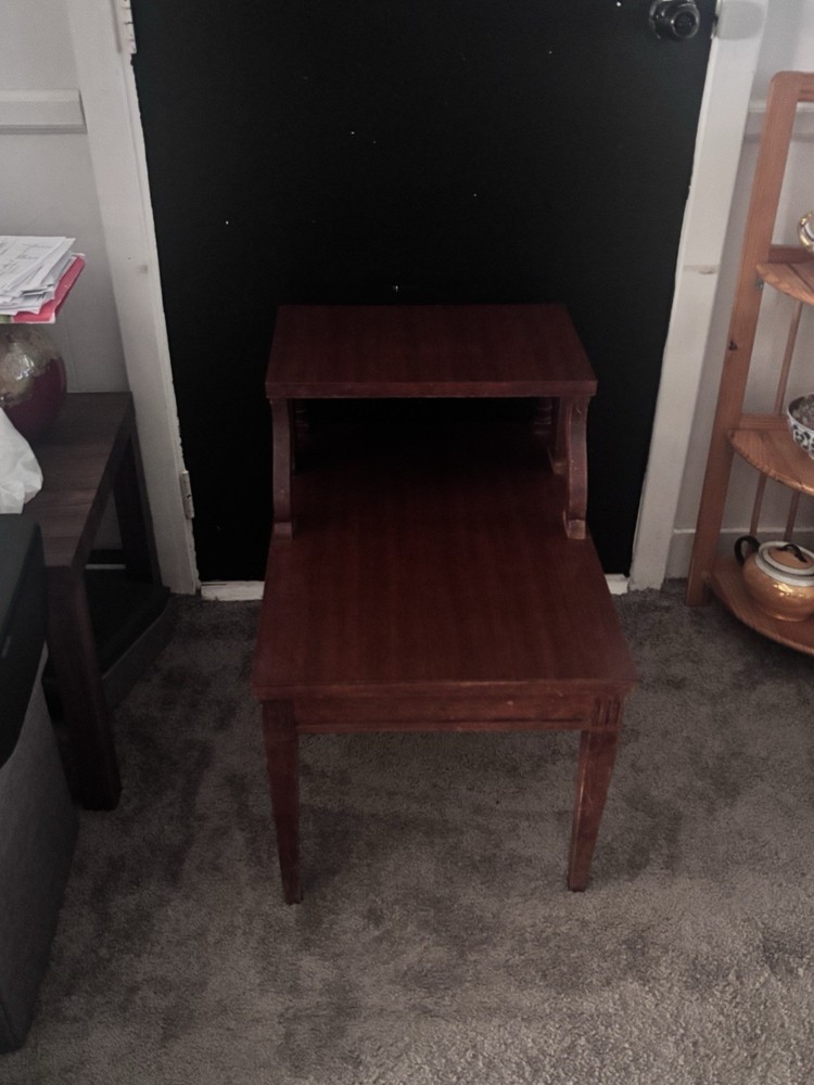 Vintage Walnut MCM Mersman Formica Top Step End/side Table