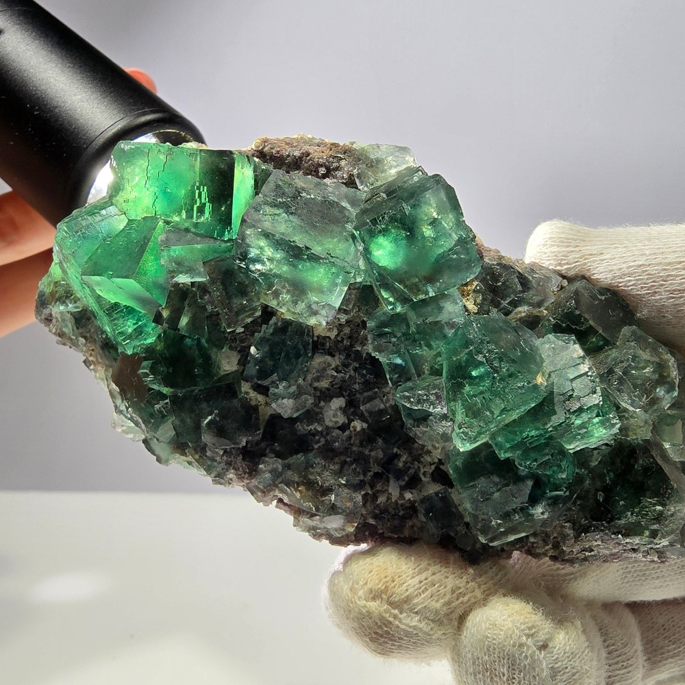 Large Phantom Fluorite Cube Stepped Green Okorusu Namibia 105*45*36mm