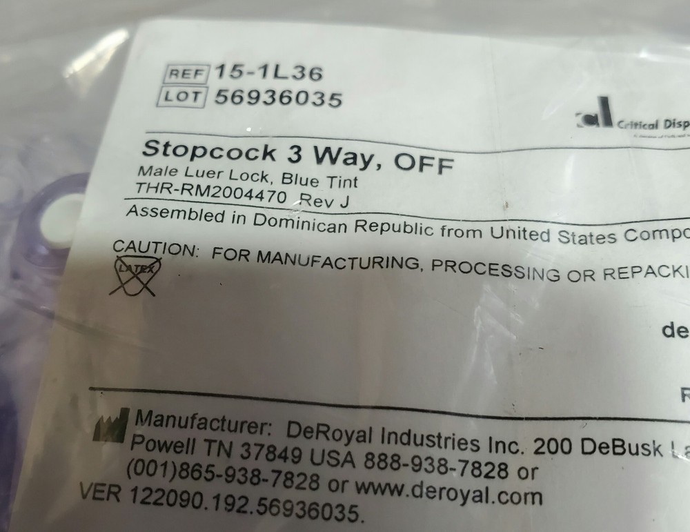(1000-Pcs.) 3-Way Stopcock Luer Lock Connection Adapter
