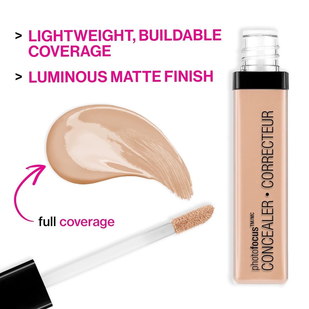 Full Coverage Photo Focus Concealer in Light Honey - 0.29oz Makeup Essential