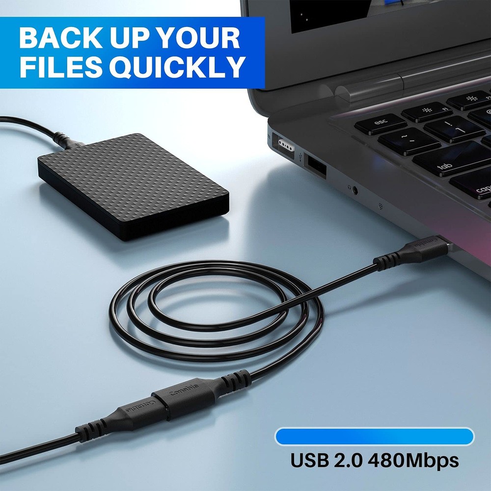 3 Pack USB Extension Cable 2 FT, Short 2.0 Type A 2FT (3 Pack), Black