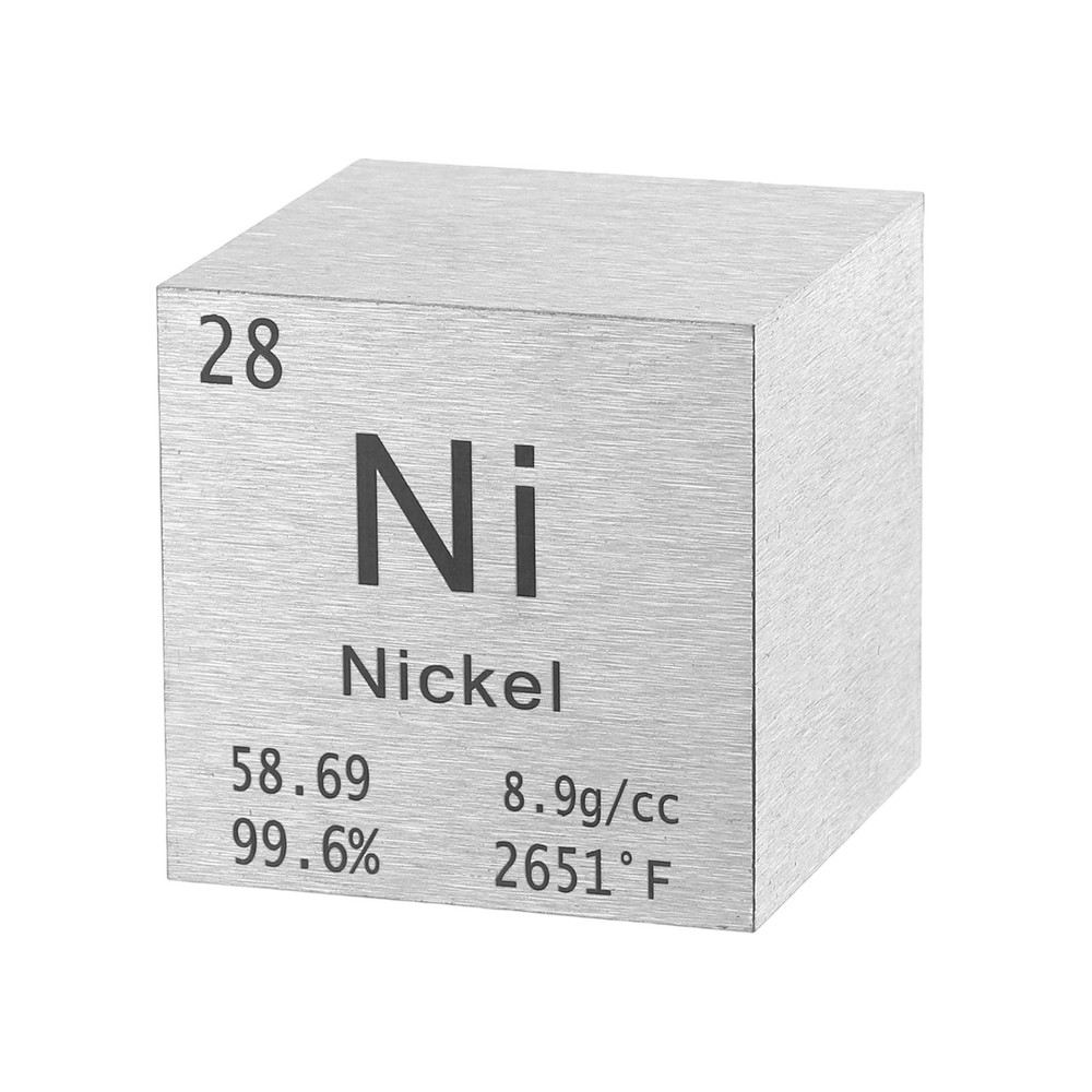 Nickel Cube, 1.5" High Density Metal Element Cube for Education, Silver