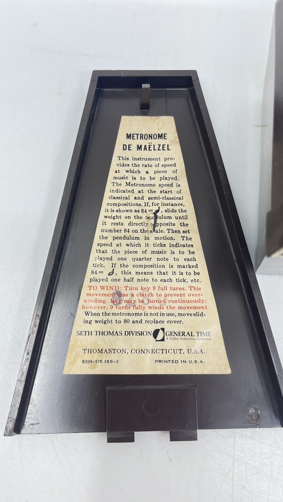 Vintage SETH THOMAS Metronome Conductor Model E500-000 Missing Wind Key Untested