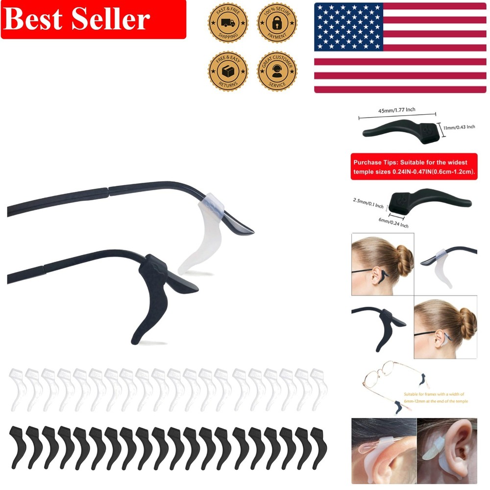 Silicone Eyeglass Retainers - 20-Pair Set with Storage Box for Active Lifestyles